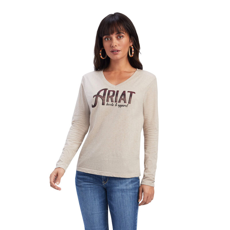 Ariat T-Shirts Damen - Real Chest Logo Relaxed Grau ( XDJFP-4163 )